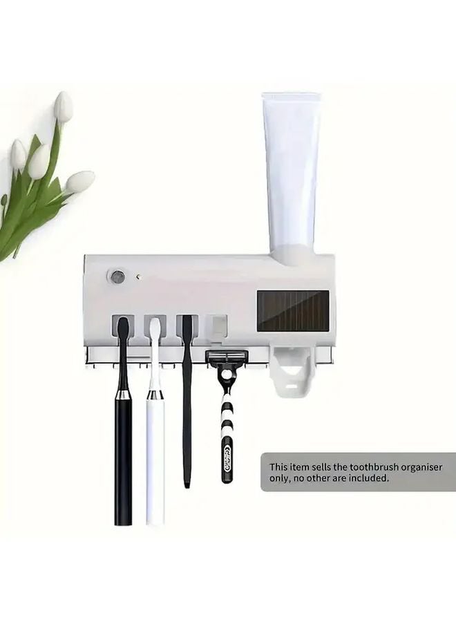Black Smart Toothbrush Holder USB Rechargeable Wall Mounted Toothpaste Dispenser Squeezer 3 In 1 Bathroom Organizer - Image 2